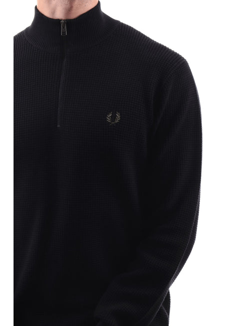 Fred Perry Maglia Maglione Fred Perry da uomo full zip Waffle Stitch K8557 S  - Francavilla Moda